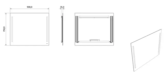 Speil EVA 90 90x75cm led-lys 