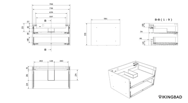 Servantskap FAY 80 lang sideplate Skandinavisk Eik 