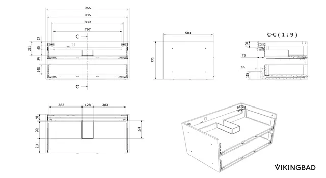 Servantskap FAY 100 lang sideplate Sort matt 