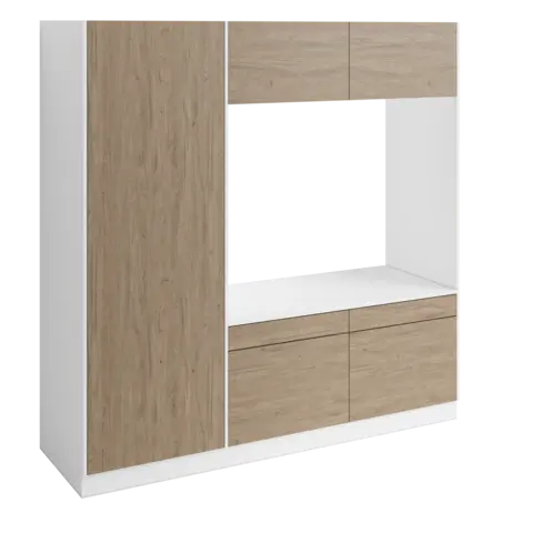 H&#248;yskap og dobbel vaskemaskinmodul FAY Hvit matt / Skandinavisk Eik