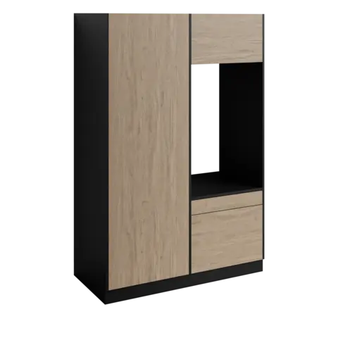 H&#248;yskap og enkel vaskemaskinmodul FAY Sort matt / Skandinavisk Eik