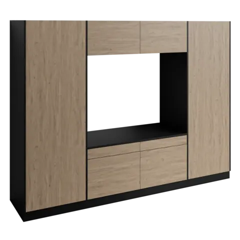 H&#248;yskap x2 og dbl vaskemaskinmodul FAY Sort matt / Skandinavisk Eik