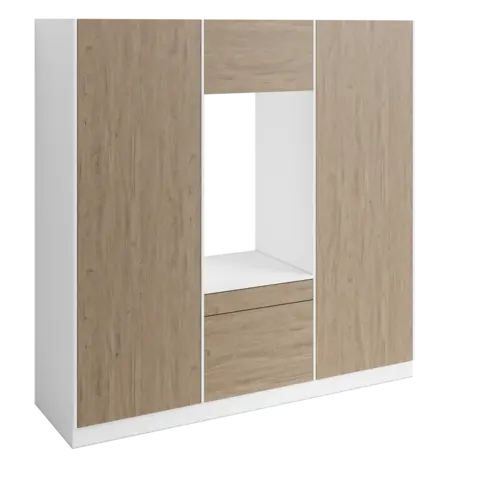 H&#248;yskap x2 og enkel vaskemaskinmodul FAY Hvit matt / Skandinavisk Eik