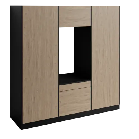 H&#248;yskap x2 og enkel vaskemaskinmodul FAY Sort matt / Skandinavisk Eik