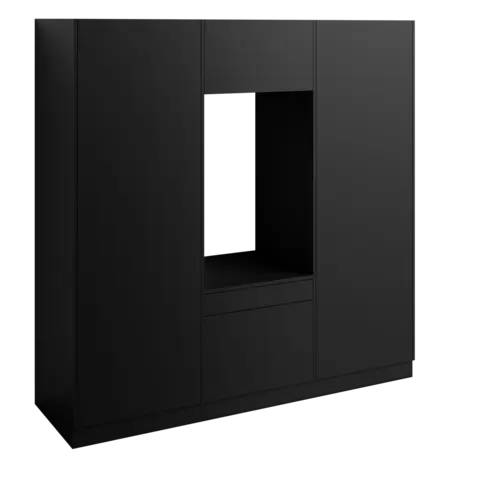 H&#248;yskap x2 og enkel vaskemaskinmodul FAY Sort matt