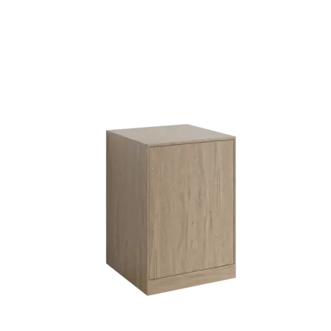 Innbyggingsskap lavt Fay m/ hyller Hvit matt/Skandinavisk eik