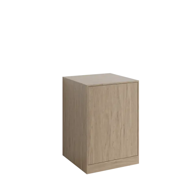 Innbyggingsskap lavt Fay m/ hyller Hvit matt/Skandinavisk eik 