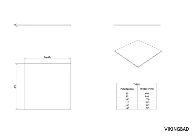 Benkeplate solid surface 140 141,5x60cm hvit matt 