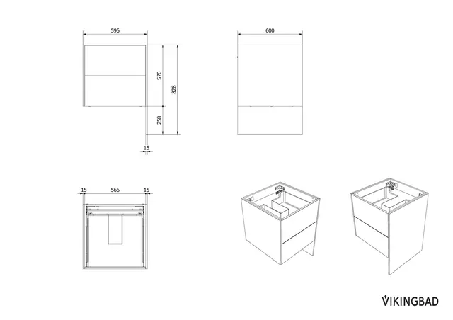 Servantskap FAY 60 lang sideplate Skandinavisk Eik 