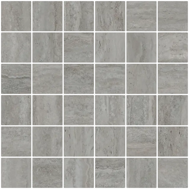 Gulv- og veggmosaikk Travertino 5x5 Matt Silver  1 m2 pk (2 890,- m2) 