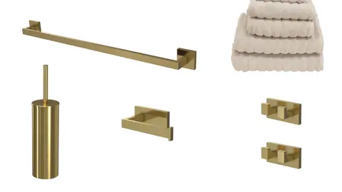 Pakke, liten - Luna rett med håndklær børstet messing (se info)