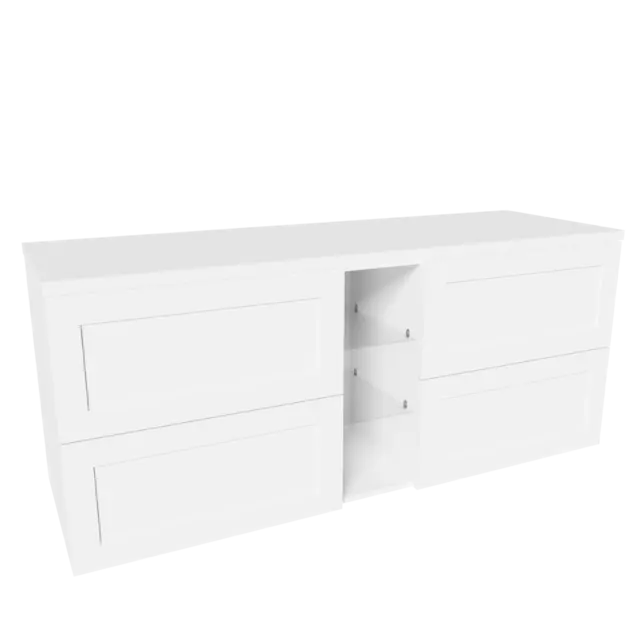 Servantskap ramme hylle MIE 140 140x46x57cm hvit lakk 