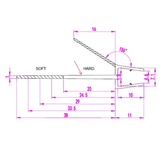 Subbelist rivbar rett Brage 100cm 38mm klar pvc