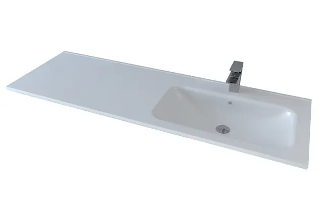 Servant INA 140 thin enkel H 140x46x2cm høyre støpemarmor hvit 