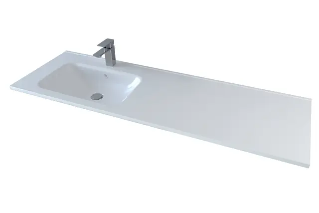 Servant INA 140 thin enkel V 140x46x2cm venstre støpemarmor hvit 