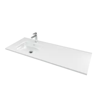 Servant INA 120 thin enkel V 120x46x2cm venstre støpemarmor hvit