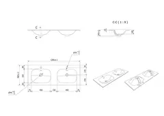 Servant NEA 120dbl 120x46x1,5cm solid surface hvit matt