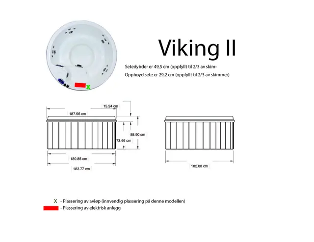 Utendørs massasjebad VikingSpa VIKING II ø183cm perlehvit/grå med lokk 